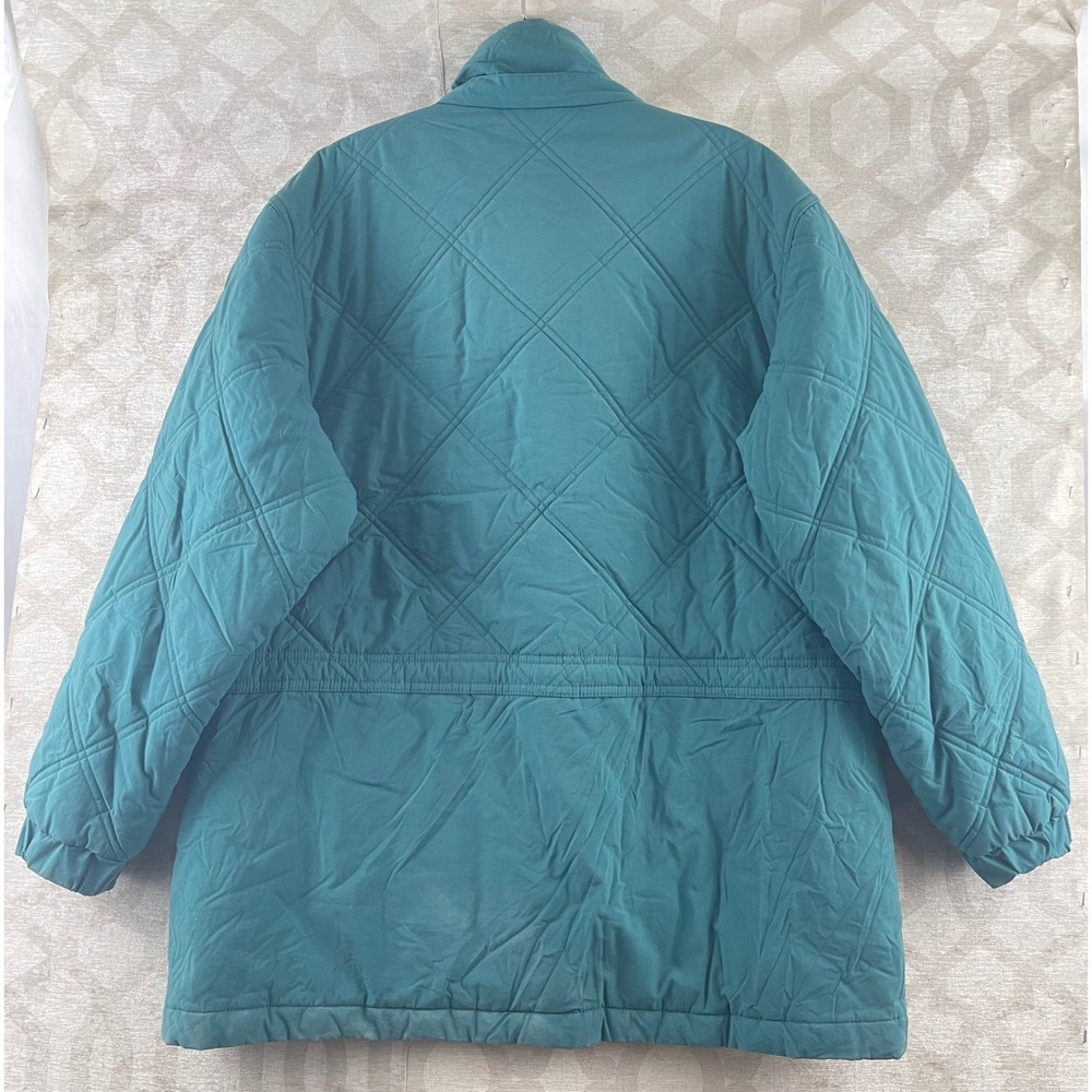 LL Bean Vintage Women Petite Medium Teal Quilted Insulated Parka Jacket P290 - Picture 2 of 9